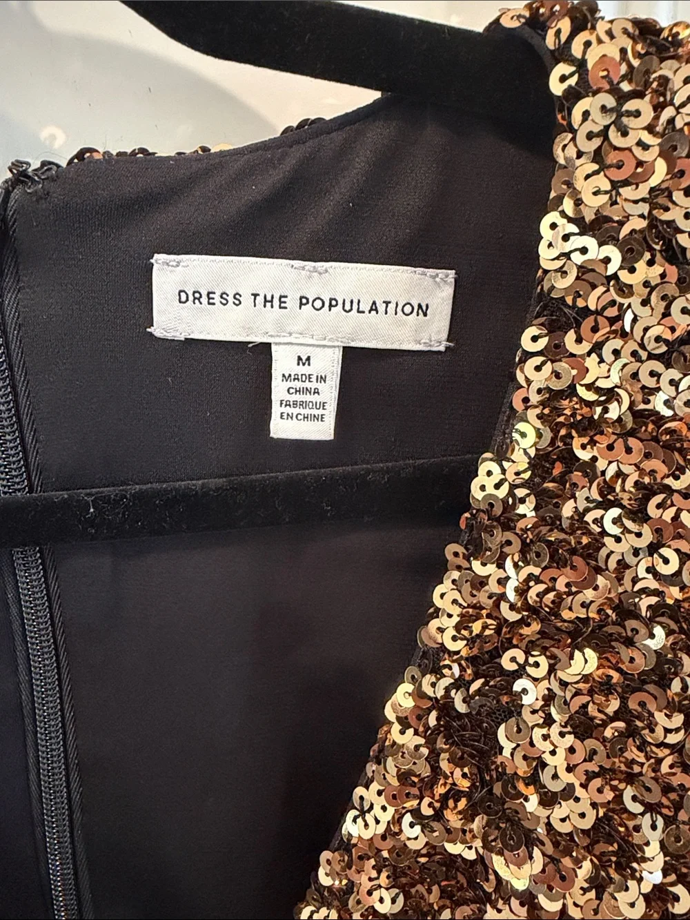 Dress the Population Gold Sequin Long Sleeve V-Neck Mini Dress - Picture 2 of 5